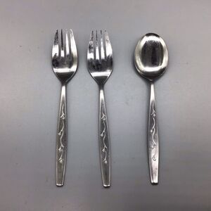 Vintage MCM Stainless Flatware 3 Piece Japan Forks and Spoon